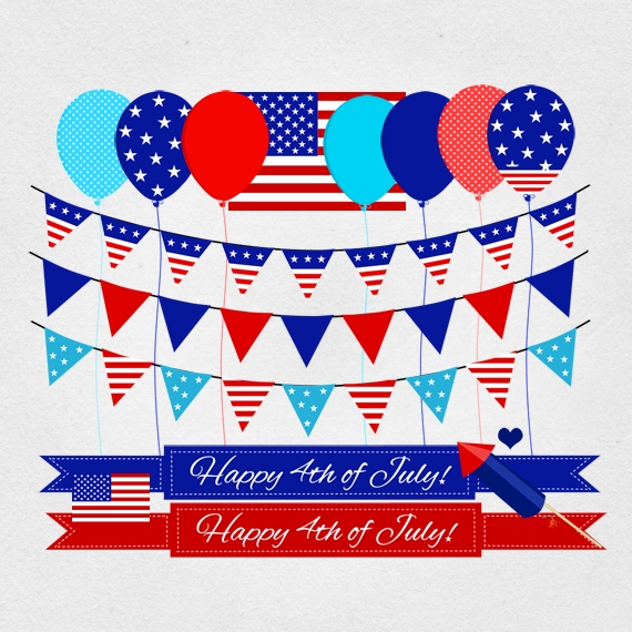 4th July Clipart - Usa Patriotic Red White And Blue Us Independence Day Digital Graphics Personal And Commercial Use